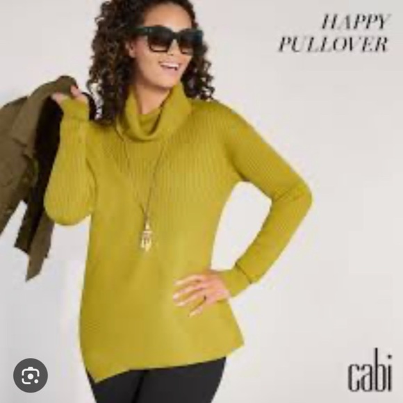 Cabi Women's Happy Pullover Sweater style 4627- Yellow Green EUC - Picture 1 of 7